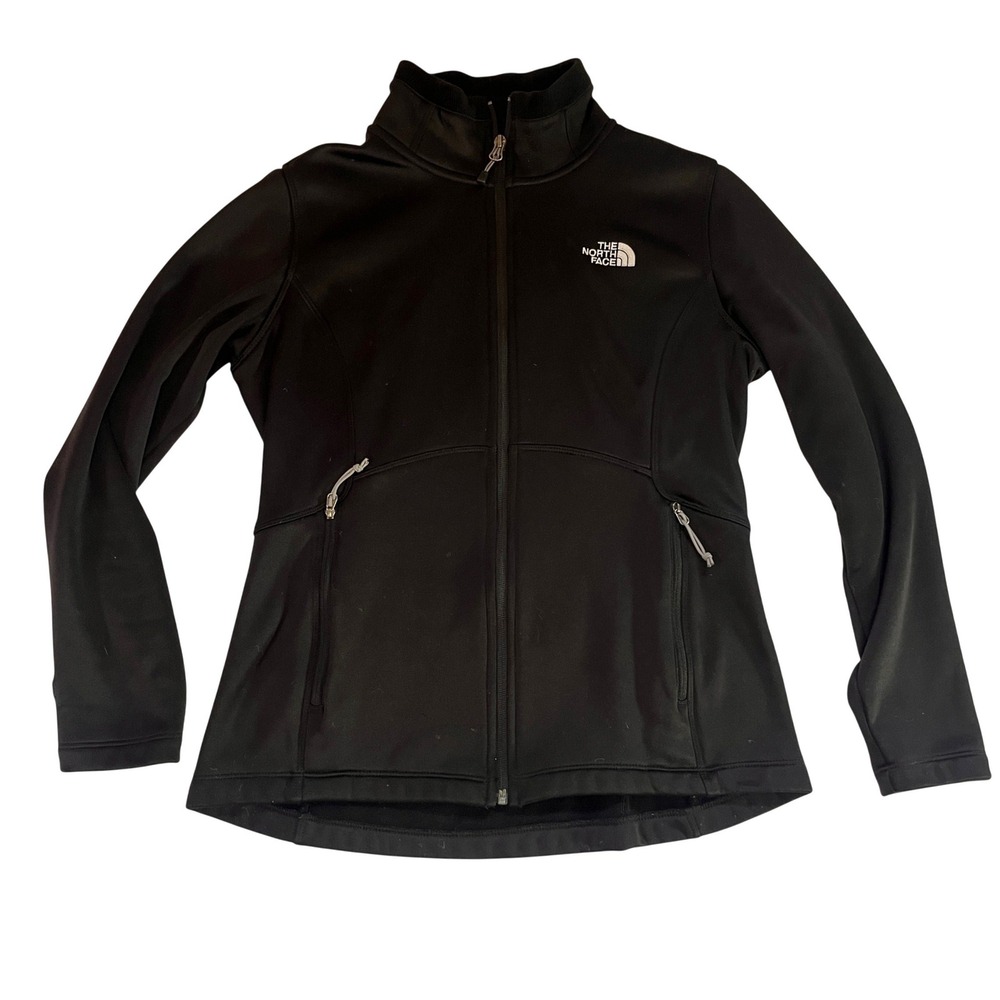 The North Face Womens Black Full Zip Softshell Fleece Lined Jacket Medium M